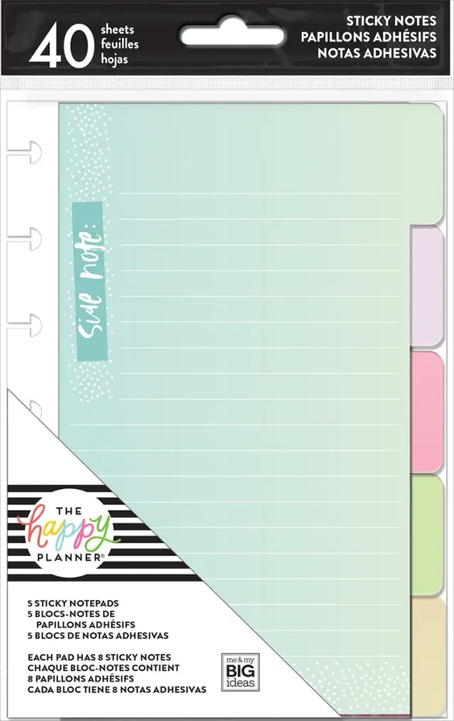 Happy Planner Pastels sticky notes onglets 40 feuilles