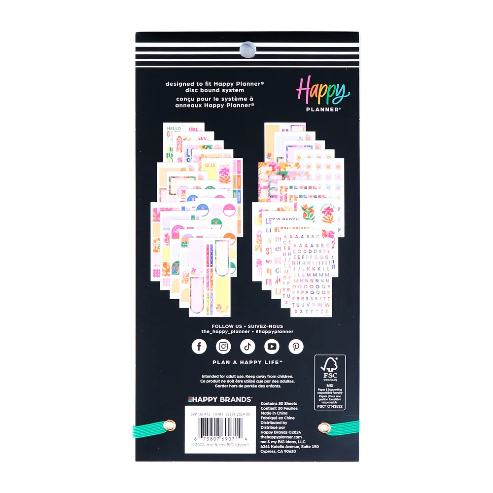 Happy Planner Vivid Tropics stickers Classic 30 feuilles tropical