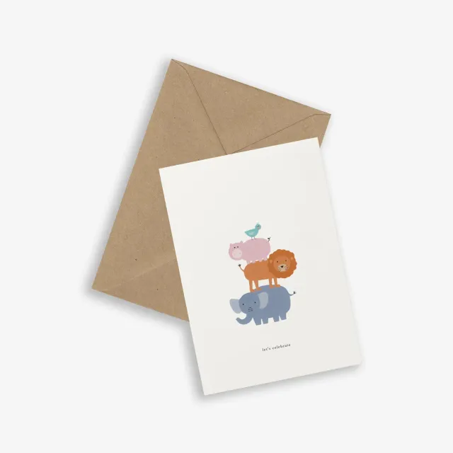 Kartotek Animal Tower carte anniversaire animaux avec enveloppe