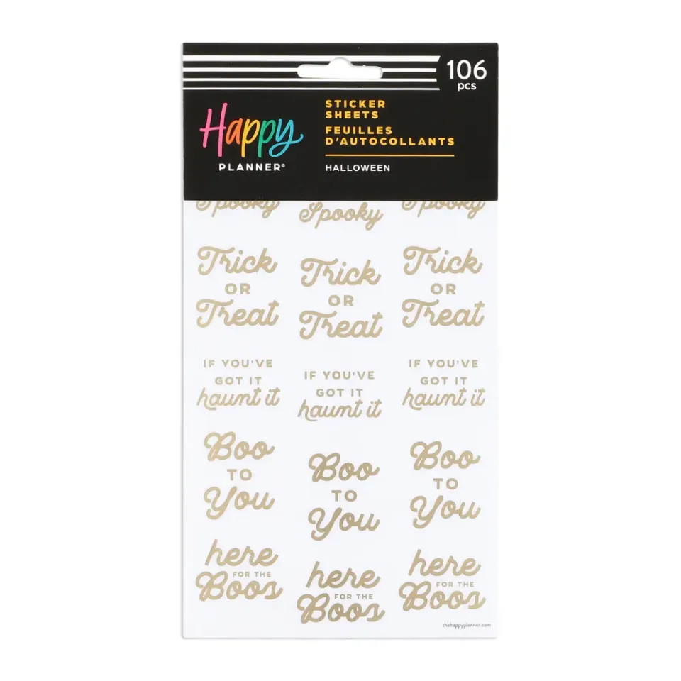 Happy Planner Halloween stickers agenda 5 feuilles 106 pièces