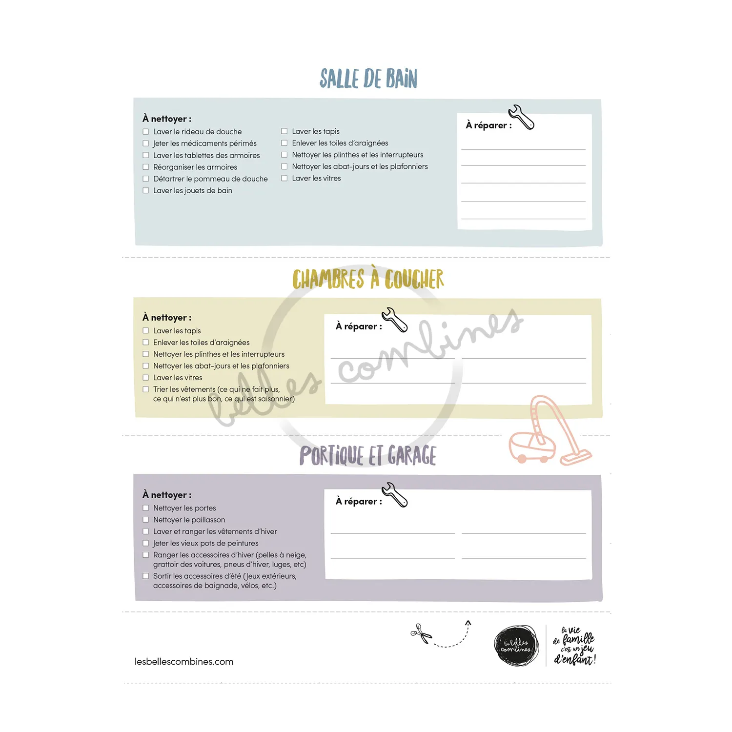 Les Belles Combines Guide ménage Printemps fiche à imprimer française