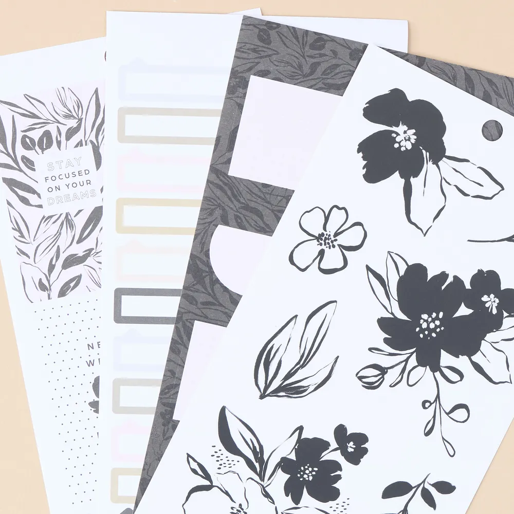 Happy Planner Sketchy Florals stickers Big 30 planches doré