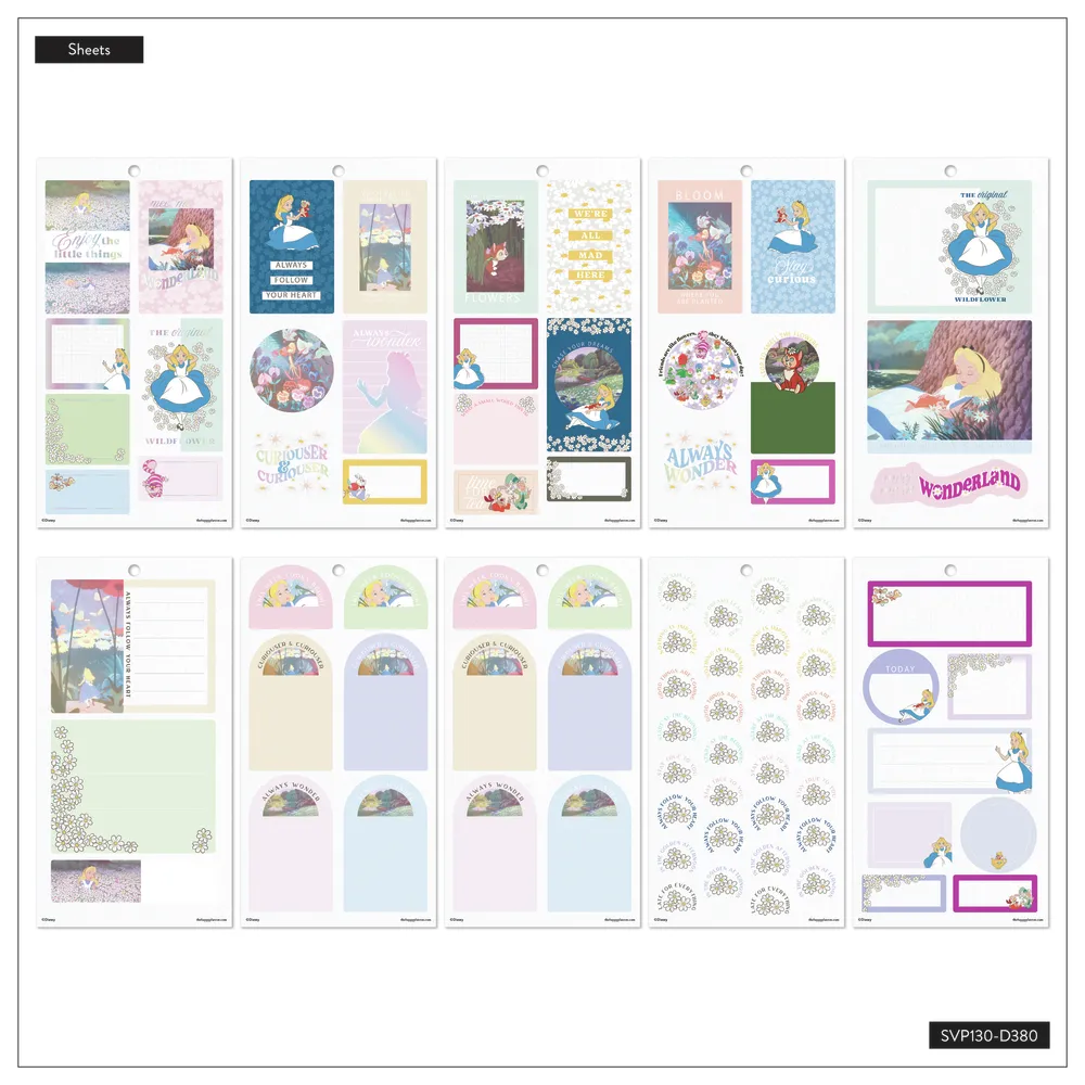Happy Planner Disney Alice carnet stickers big 30 feuilles 414 pièces