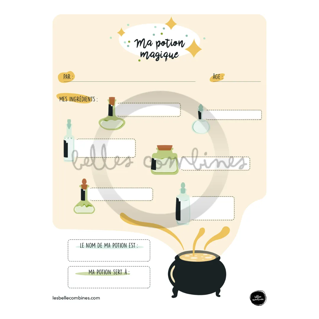 Les Belles Combines Ma potion magique fiche activité à imprimer française sorcier