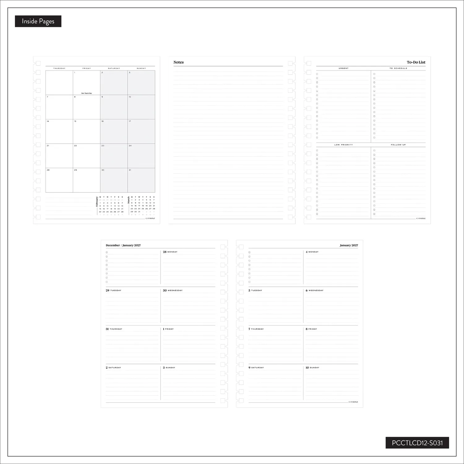 Happy Planner Citrine 2027 Navy agenda Classic spirale bleu marine