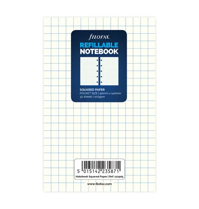 Filofax Notebook recharge feuilles à carreaux Pocket
