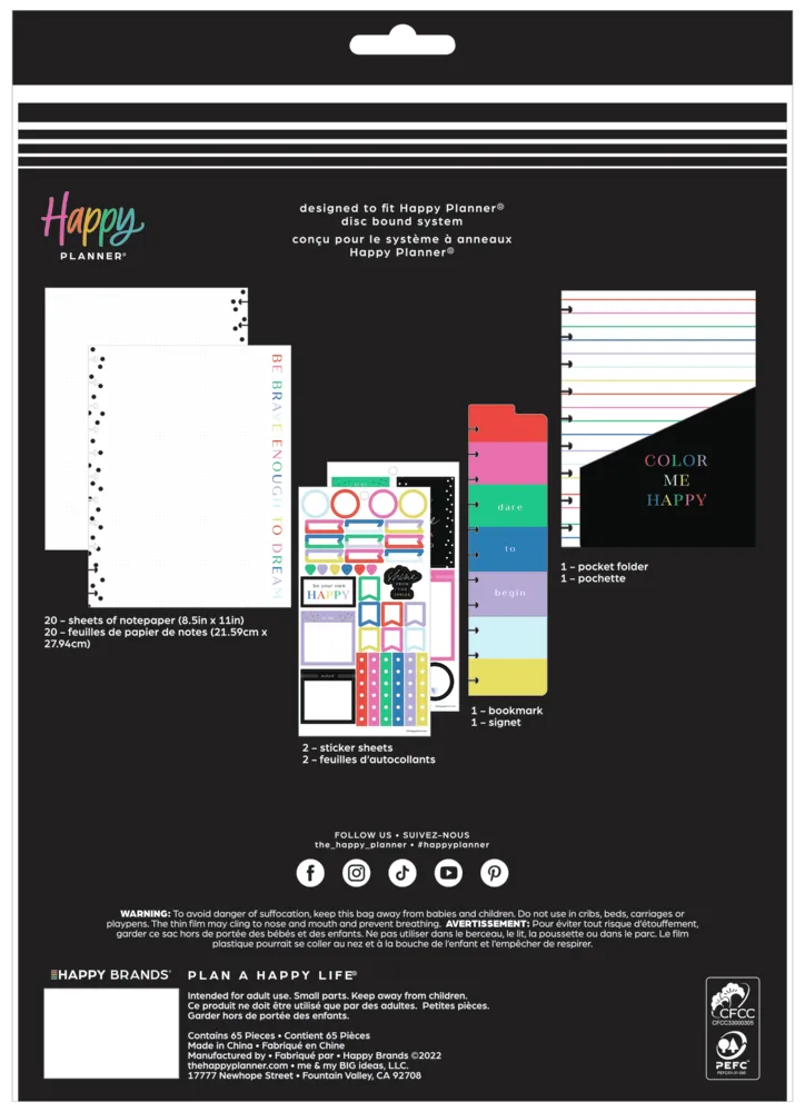 Happy Planner Color Me Happy kit Big 65 accessoires couleur