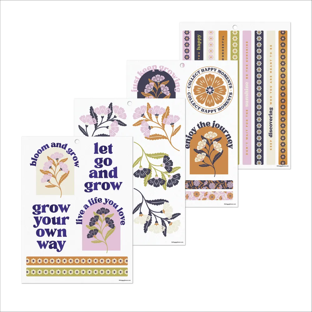Happy Planner Plum Happy stickers Large 185 pièces floral