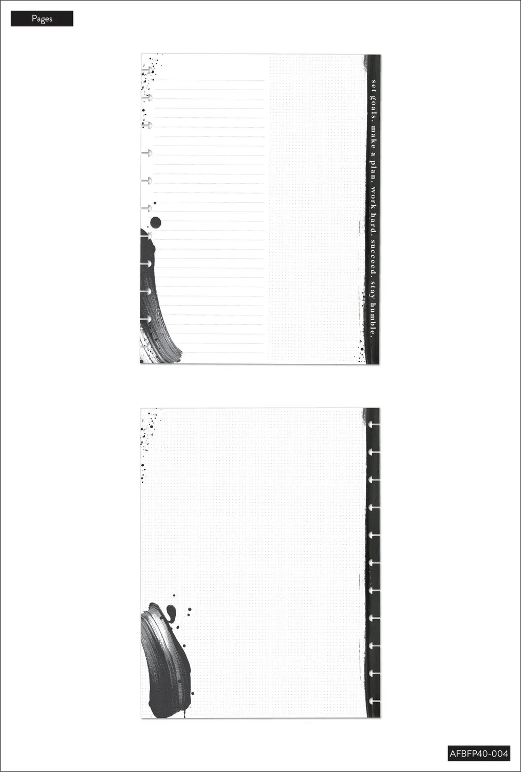 Happy Planner Black White Goals recharge papier Big 40 feuilles