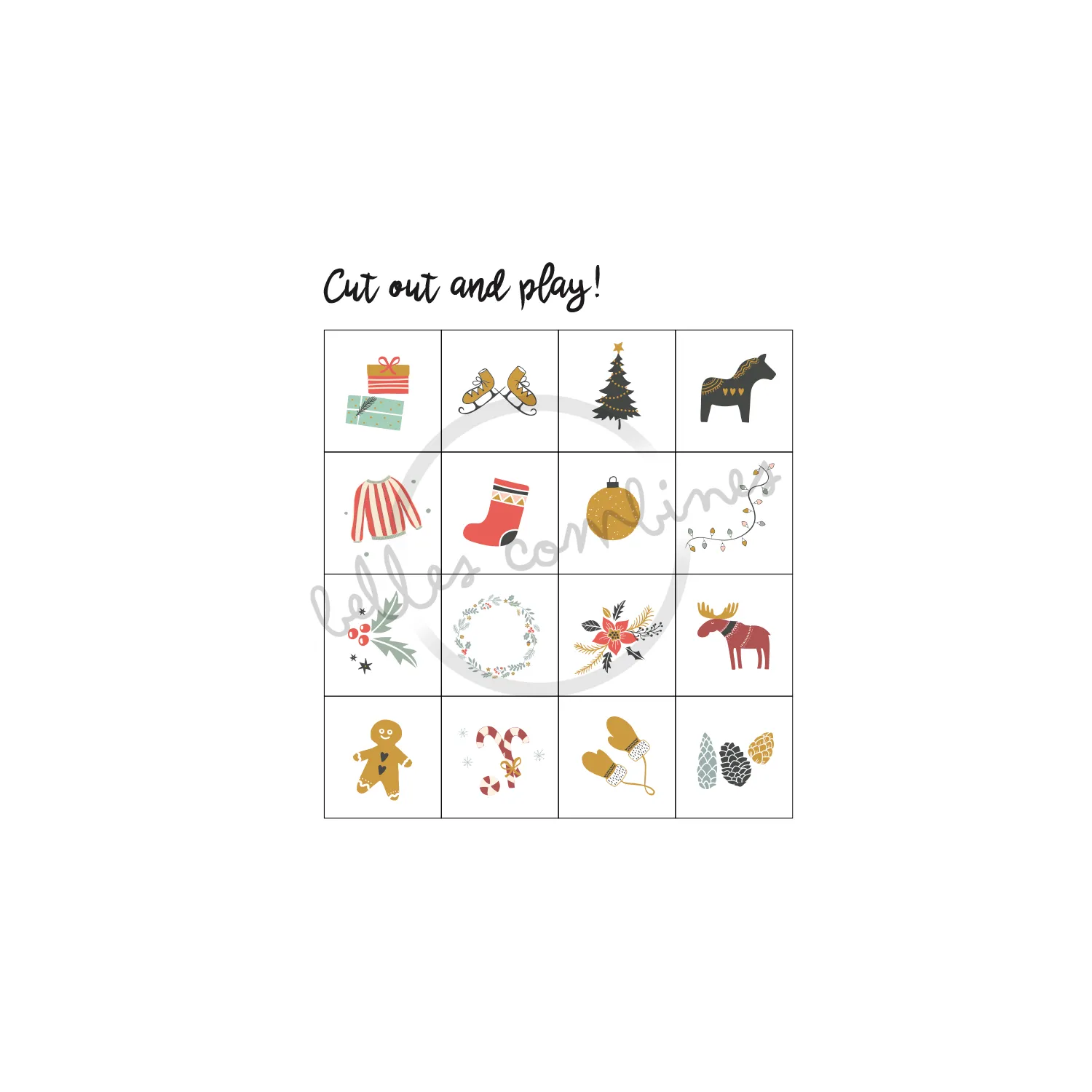 Les Belles Combines Bingo de Noël jeu à imprimer bilingue