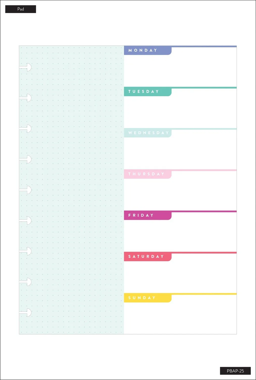 Happy Planner Brights bloc papier Classic 100 feuilles 17,8 x 23,5 cm