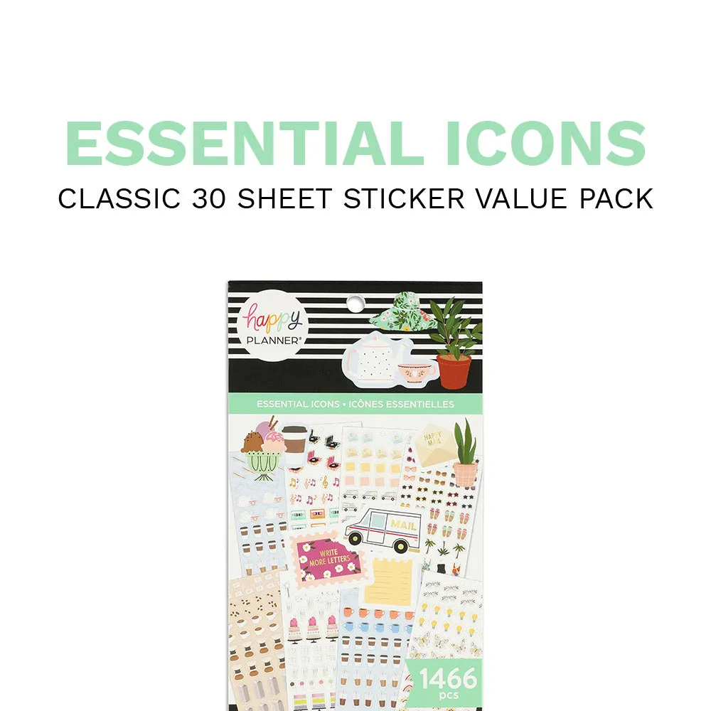 Happy Planner Essential Icons stickers 1466 doré