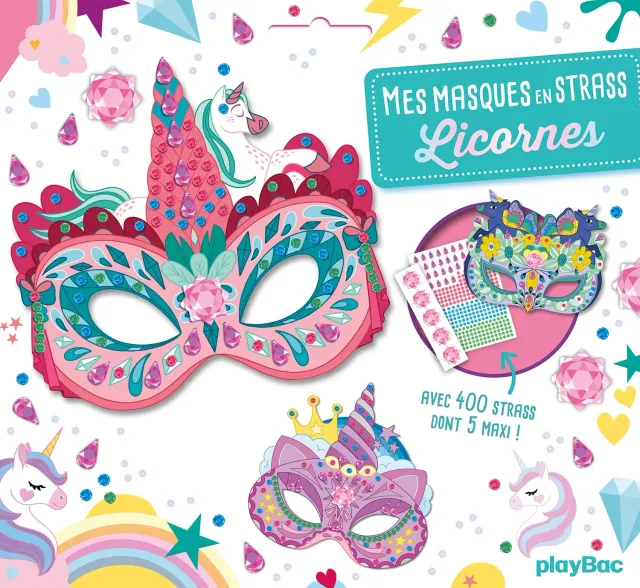 Frigobloc Mes masques en strass Licornes kit 5 masques 400 strass