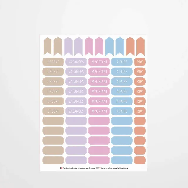 My365 stickers organisation mots pastels