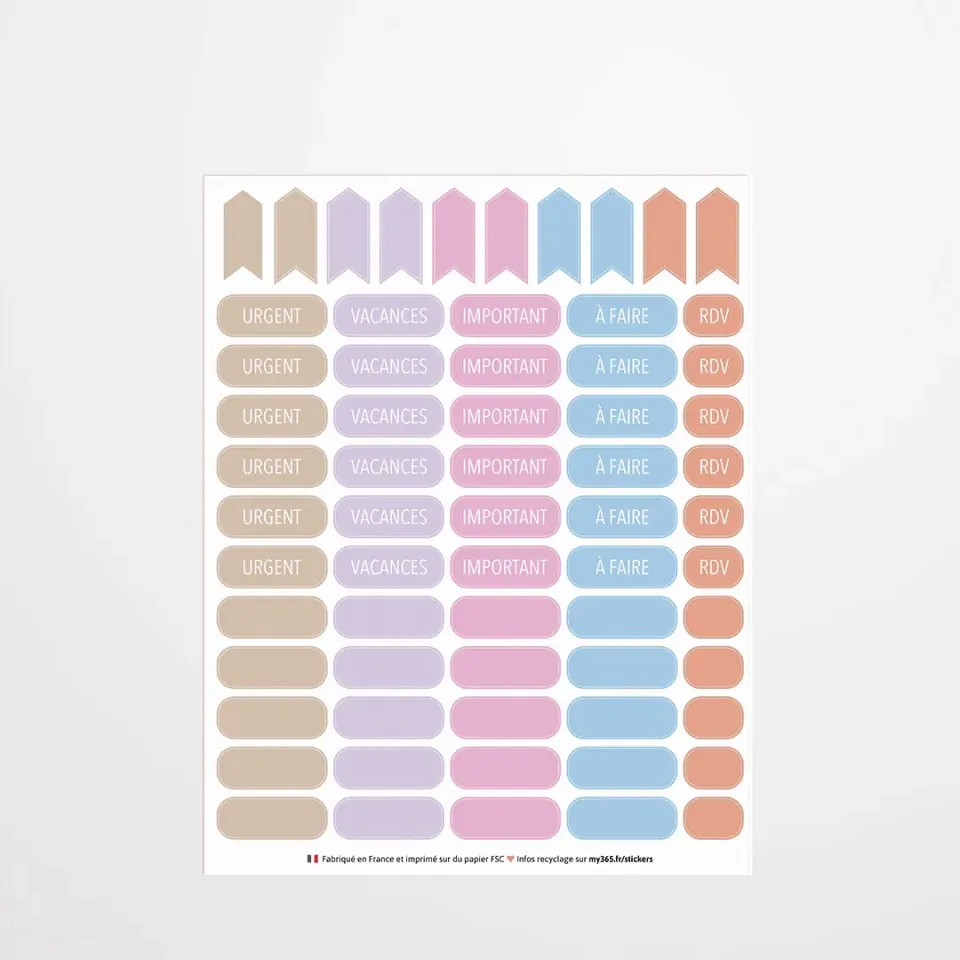 My365 stickers organisation mots pastels
