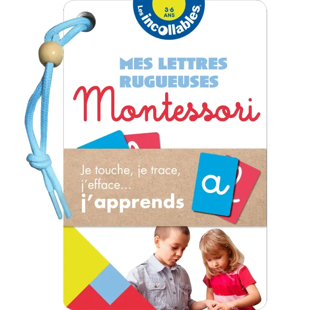 Les Incollables Montessori Éventail lettres rugueuses cartes cursives