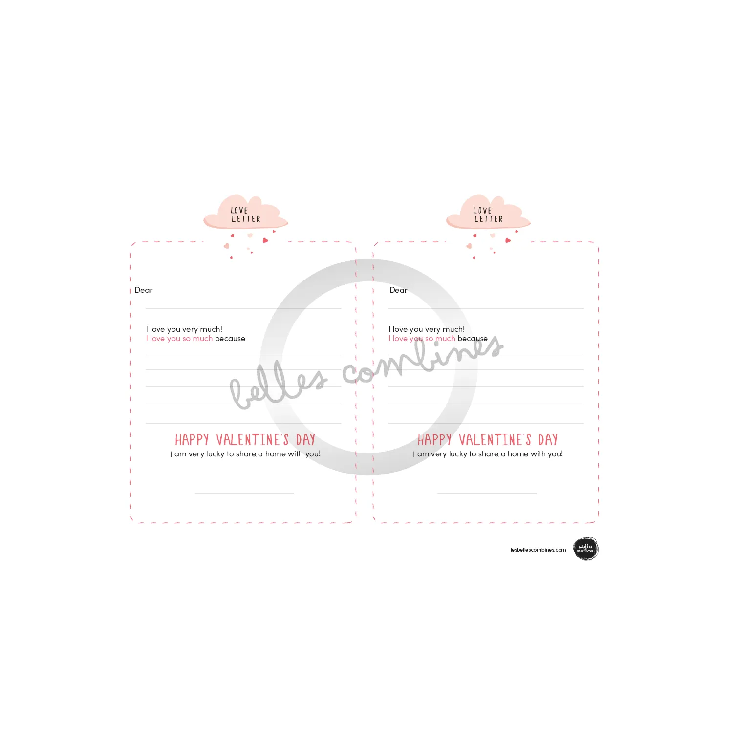 Les Belles Combines lettre d'amour fiche à compléter Saint-Valentin