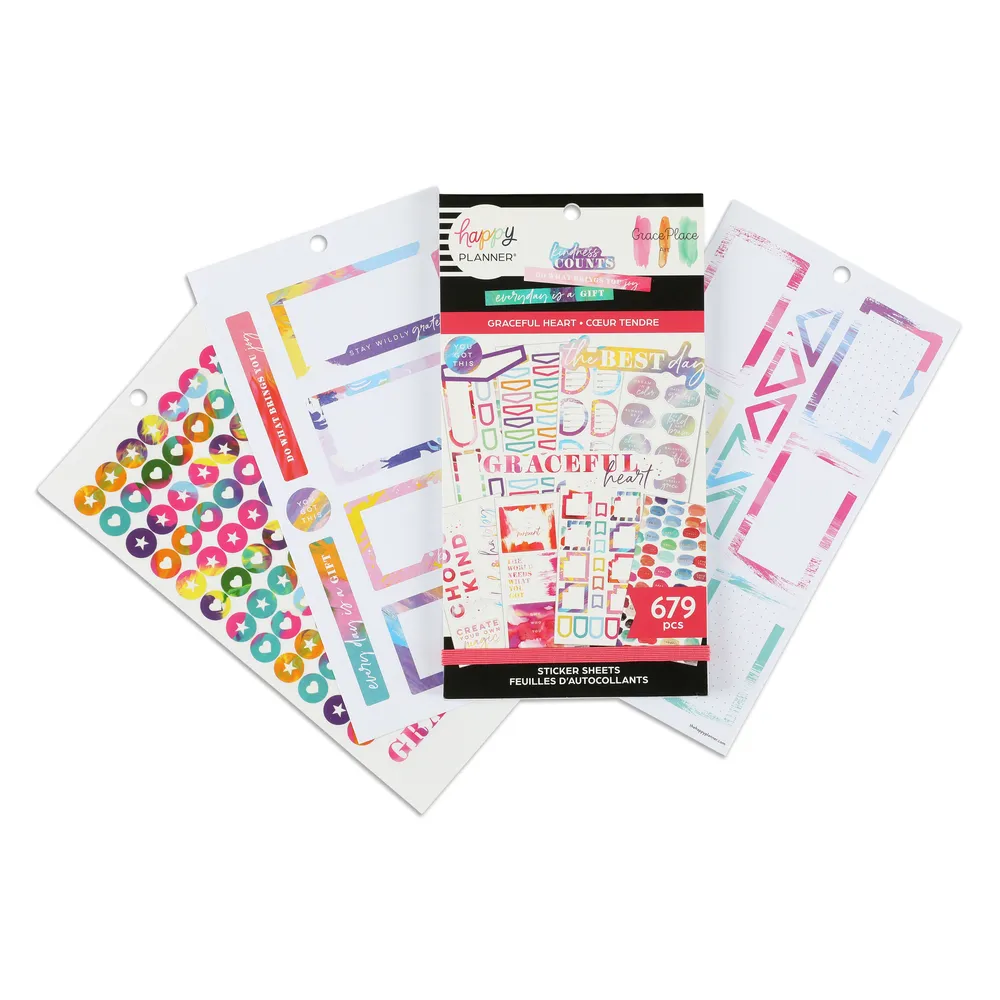 Happy Planner GracePlace Art stickers 679 cahier 30 feuilles