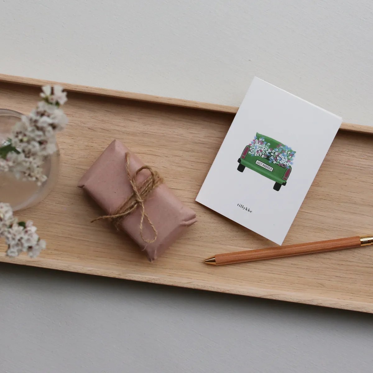 Kartotek Bryllupsbil petite carte mariage tillykke