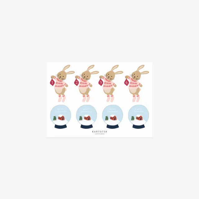 Kartotek Advent Bunny stickers de Noël 1-4 pour calendrier