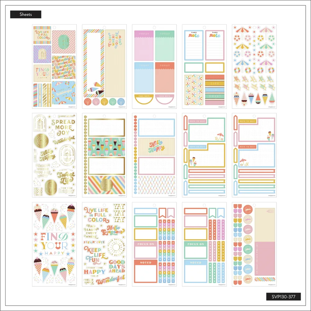 Happy Planner Boardwalk Ice Cream stickers Big 627 été