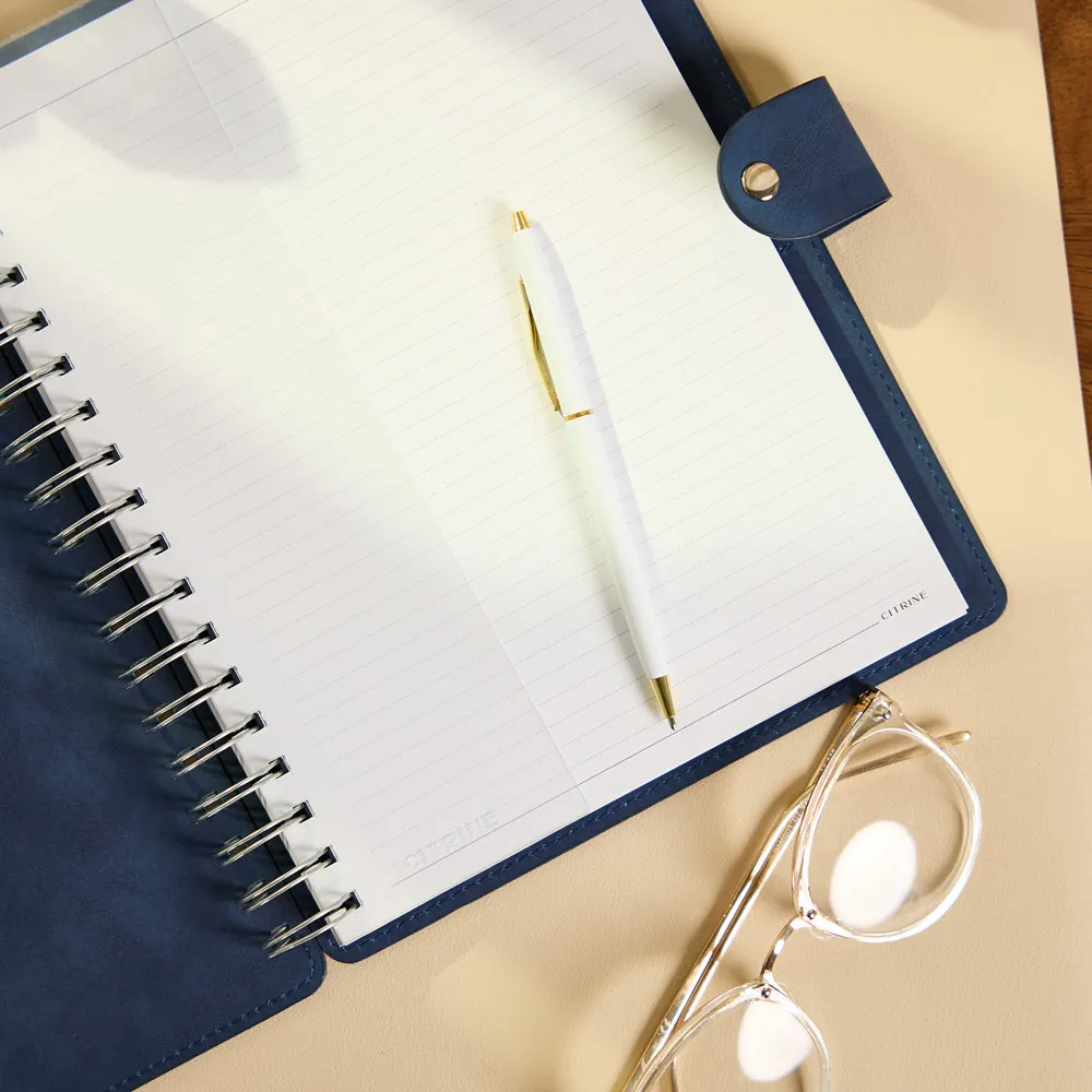 Citrine Navy Classic carnet spirale rechargeable bleu marine pointillé