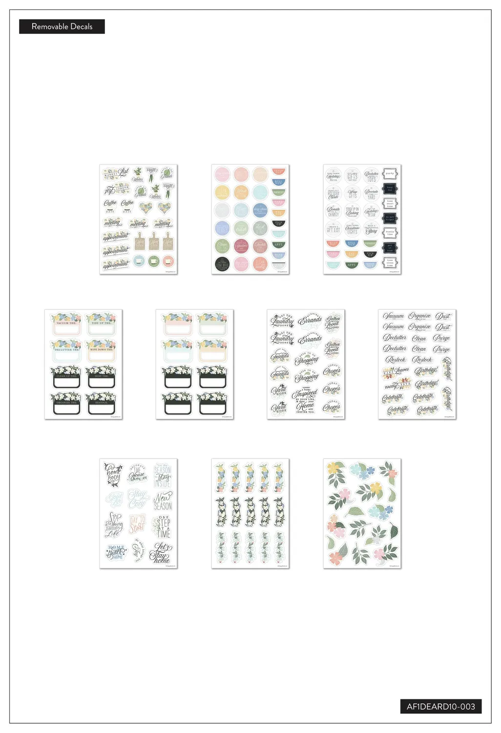 Me & my big ideas Homebody stickers tableau blanc effaçables 179