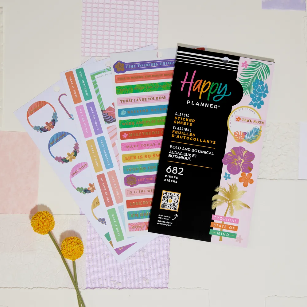 Happy Planner Bold & Botanical stickers 682 pièces tropical