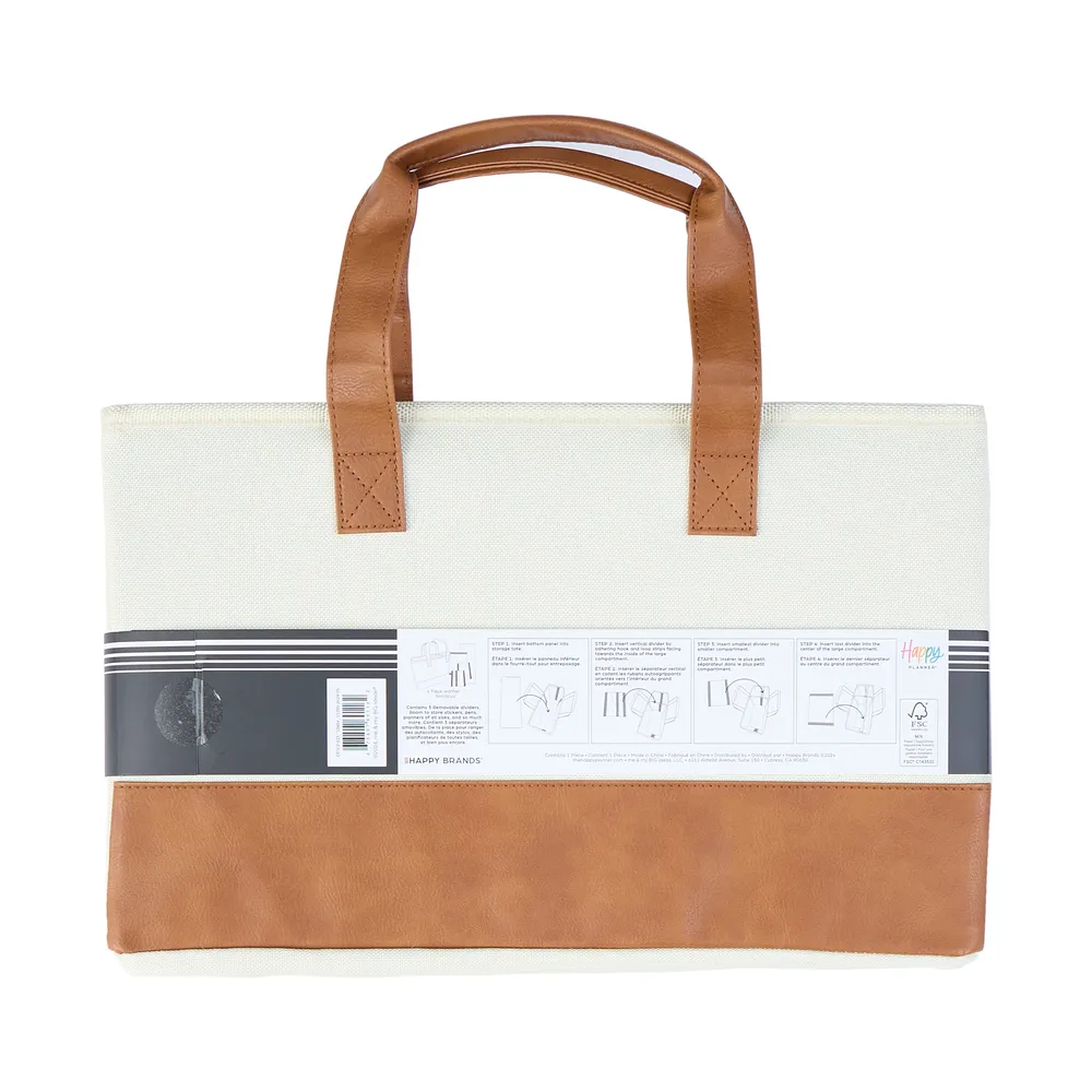 Happy Planner Tote Brown Natural sac planner simili cuir