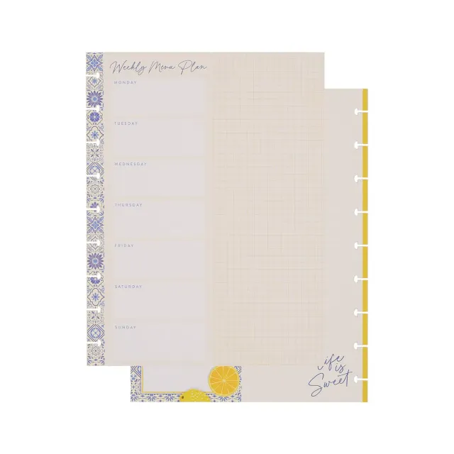 Me & my big ideas Happy Planner Tuscan Table recharge menus 40 feuilles