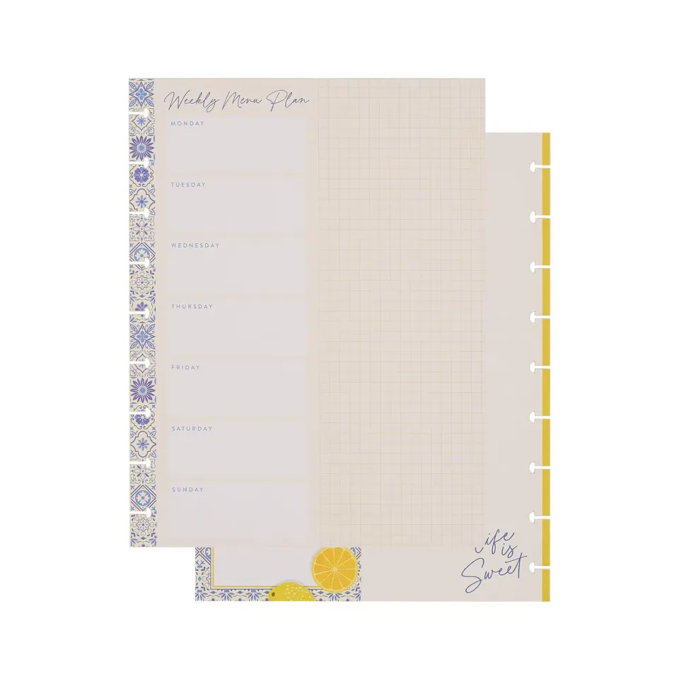 Me & my big ideas Happy Planner Tuscan Table recharge menus 40 feuilles