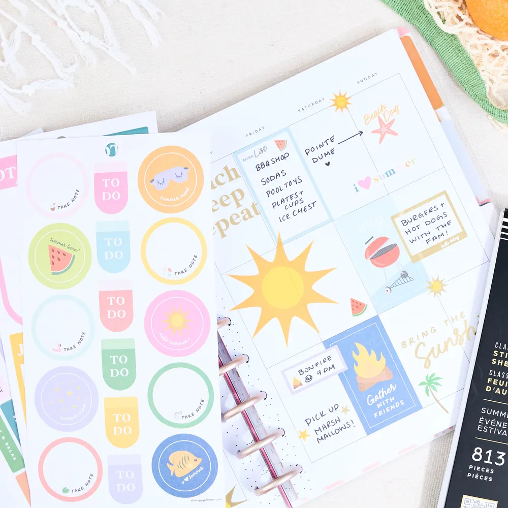 Happy Planner Summer Events stickers été Classic 813 stickers
