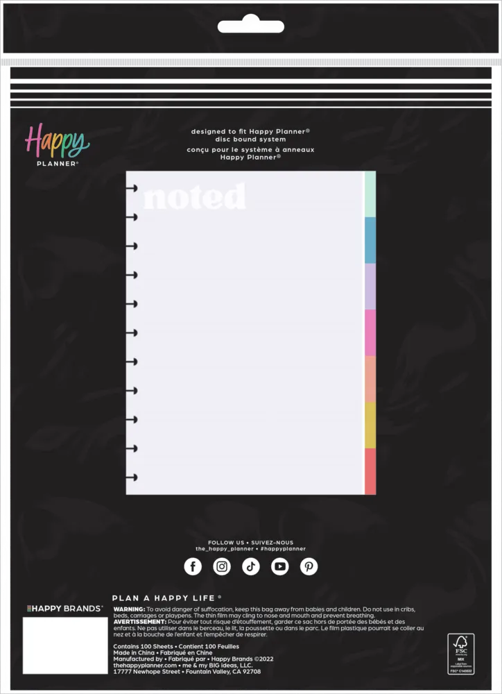 Happy Planner Happy Brights bloc-notes Big 100 pointillé ligné