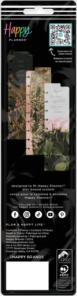 Happy Planner Moody Florals marque-pages Classic lot 3
