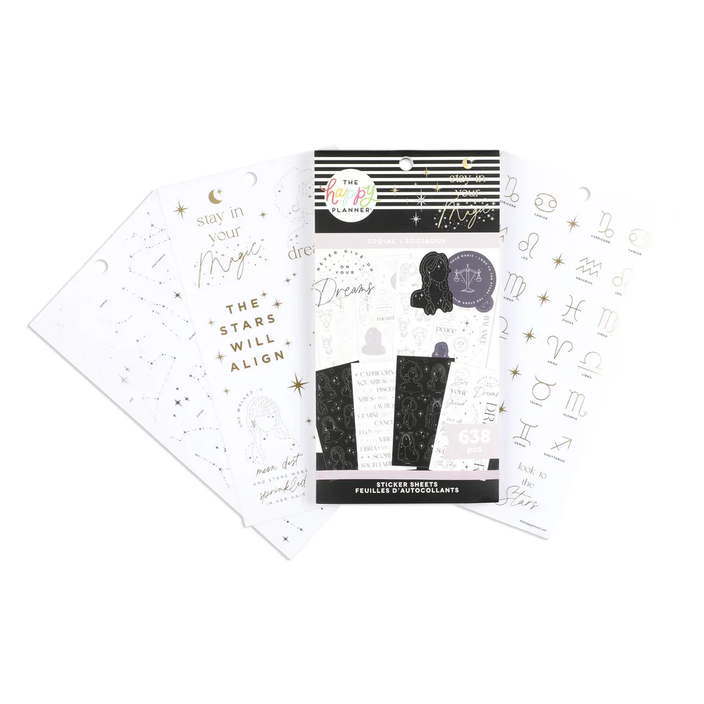 Happy Planner Zodiac stickers value pack 30 feuilles 638 transparent