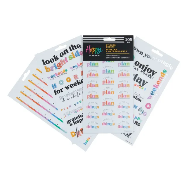 Happy Planner Happy Brights stickers 5 feuilles 105 colorés