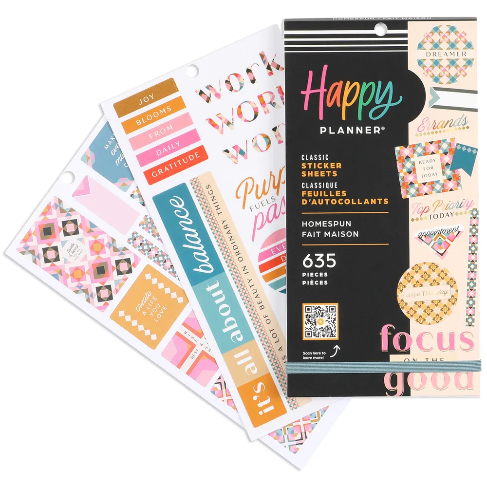 Happy Planner Homespun Value Pack autocollants 635 cosy