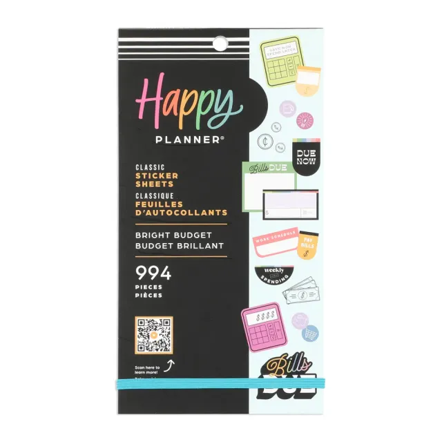 Happy Planner Bright Budget stickers budget 994 pièces 30 feuilles