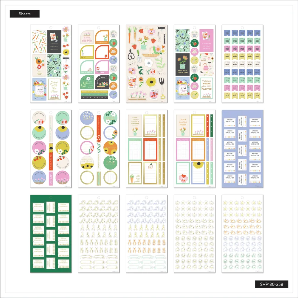 Happy Planner Gardening carnet stickers 30 planches jardin