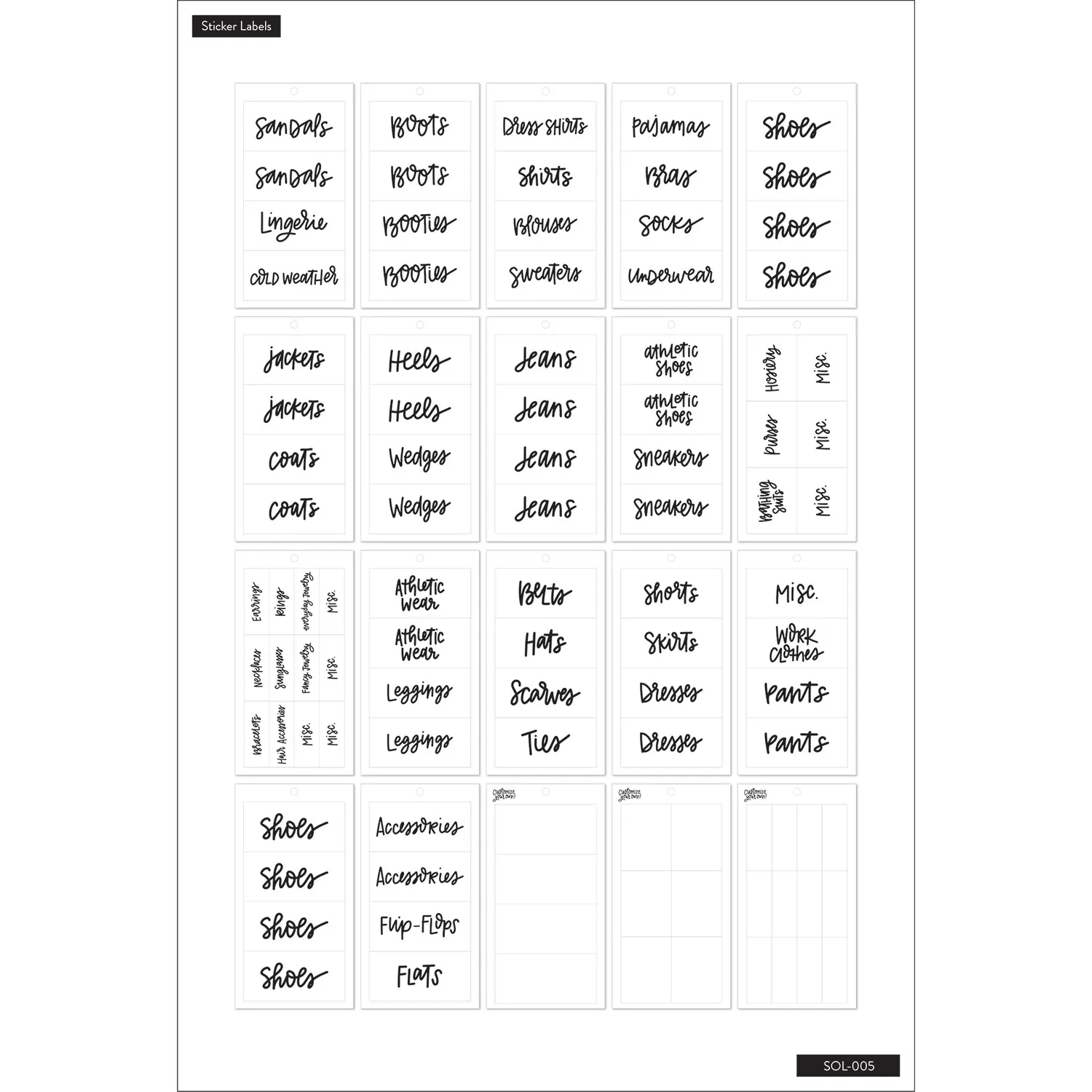 Happy Planner étiquettes Closet transparentes penderie rangement