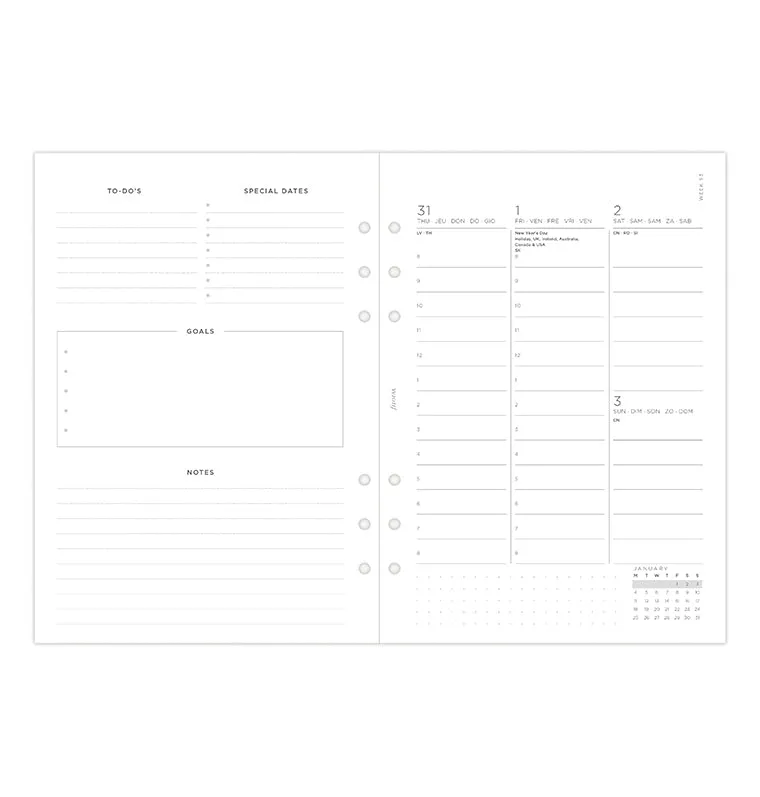 Filofax Minimal recharge agenda 2027 A5 verticale