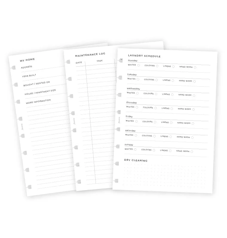 Filofax Planner Maison recharge notebook A5 ménage