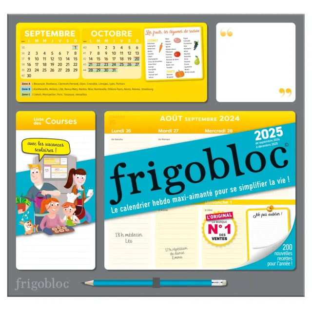 Frigobloc Hebdomadaire 2025 calendrier familial aimanté semaine