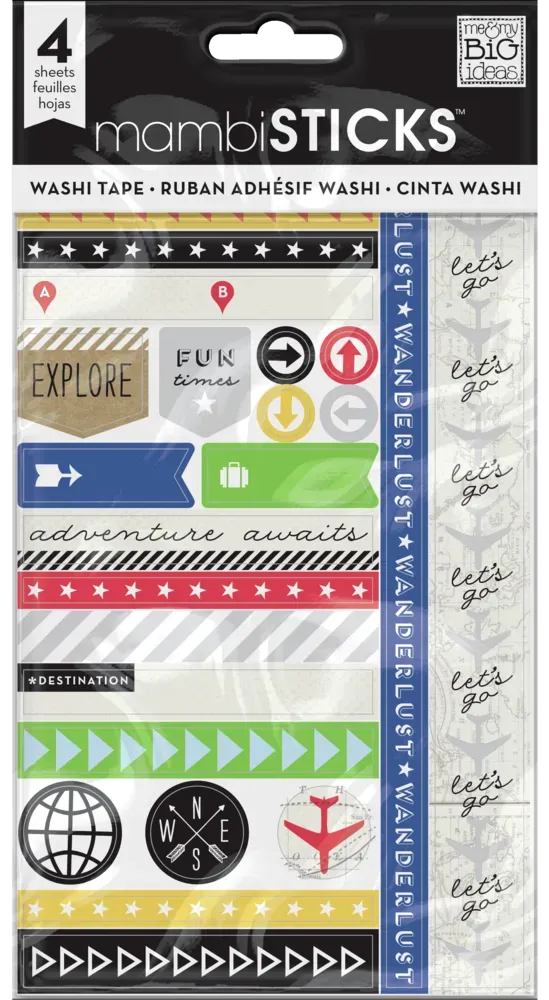 Happy Planner Travel Plans washi 4 feuilles voyage