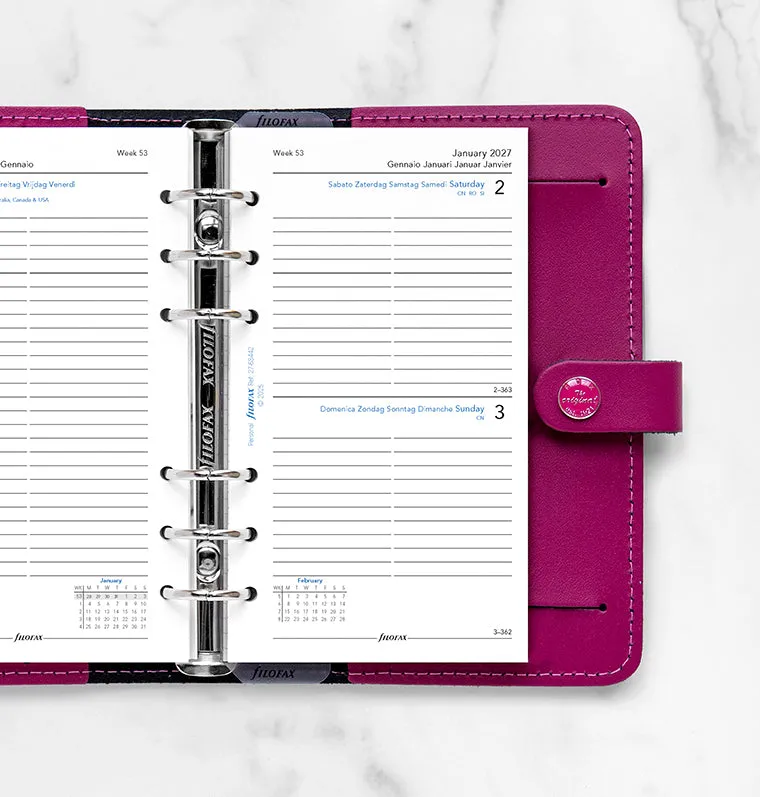 Filofax recharge Personal 2027 1 jour par page multilingue