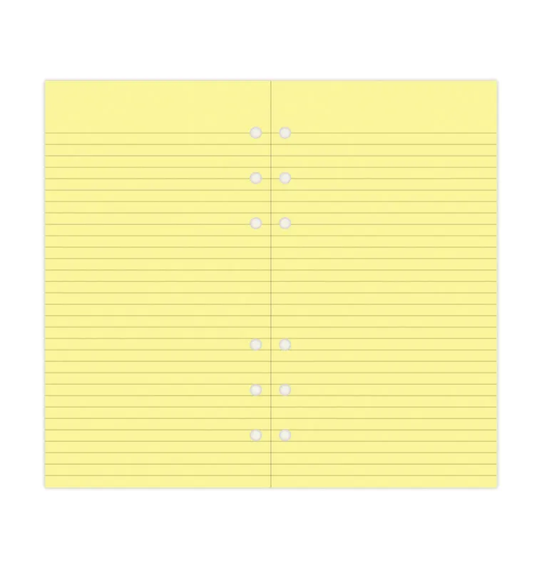 Filofax Classic Personal feuilles lignées jaunes 30 feuilles