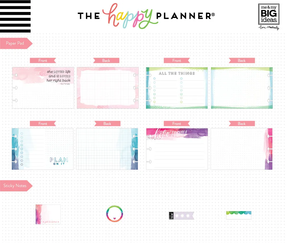 Happy Planner Watercolor pack accessoires stickers 301 aquarelle