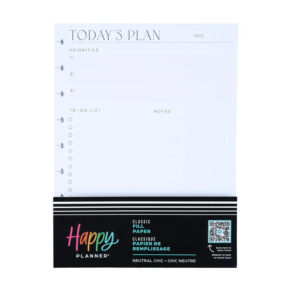 Happy Planner Neutral Chic Classic papier recharge 40 feuilles dashboard