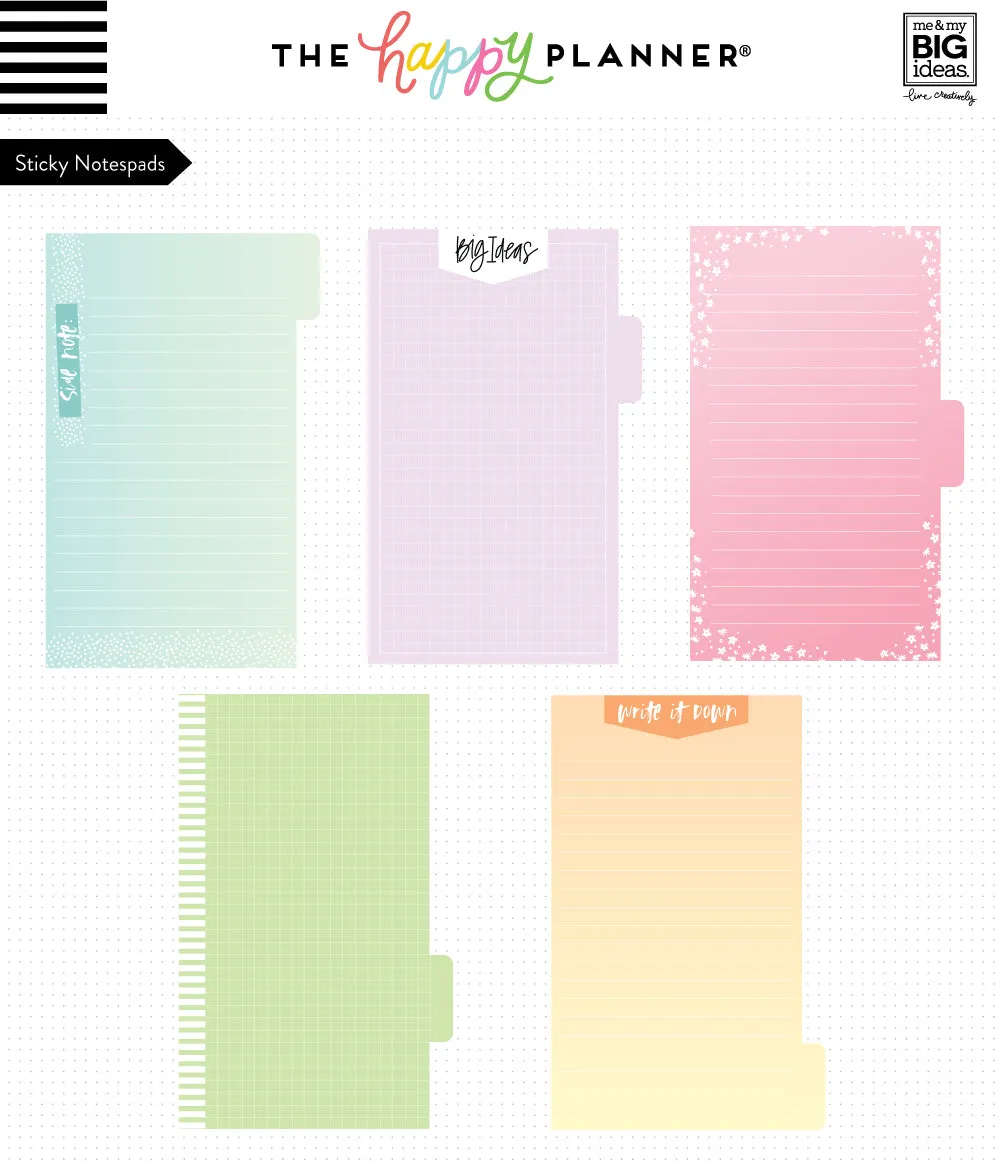 Happy Planner Pastels sticky notes onglets 40 feuilles