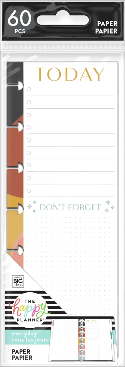Happy Planner Today's Notes Skinny Mini recharge checklist 60 feuilles